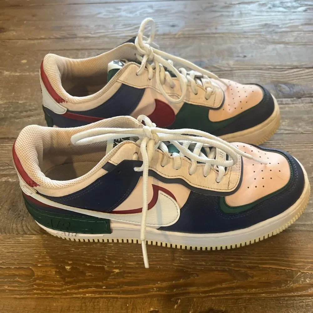 Nike Air Force 1 Shadow Mystic Low Top Navy Pink Green Red White Women’s Sz 10